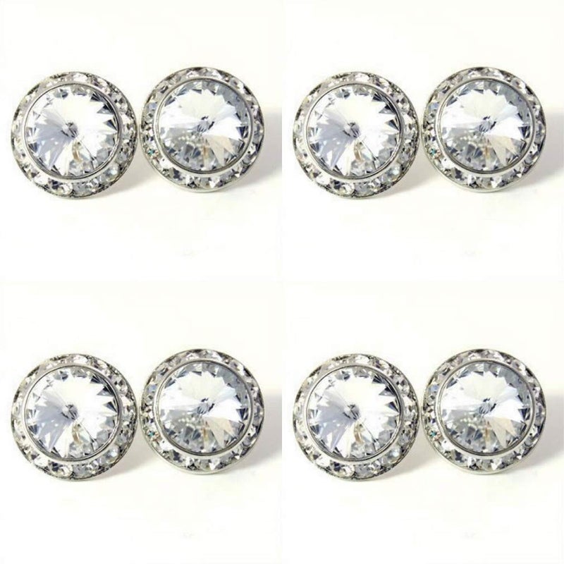 DOLON 4 Pairs 17mm Round Shaped Acrylic Stone Crystal Post Earring Studs Jewelry Gift for Women Bridal Wedding Casual Stage Everyday Wear Jewelry Clear - Image 2